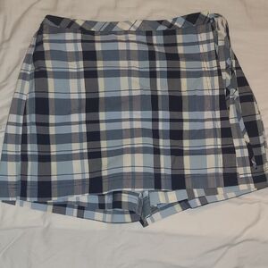 Blue Plaid Wrap Skirt